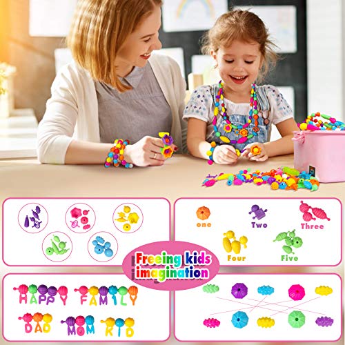 Atoymut Pop Beads, Snap Beads for Kids Crafts DIY Jewelry Making Kit to Bracelets Necklace Hairband and Rings Toy for Age 3 4 5 6 7 8 Year Old Girls Atoymut