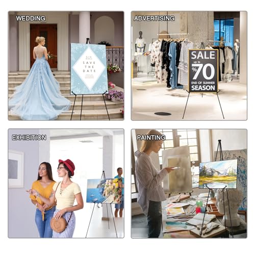 AROIC 63 "Easel Stand for Display, 10 Pack Portable Foldable Metal Easel, Easels for Signs Wedding Logos,Arts, Painting,Adjustable Floor Easels with AROIC
