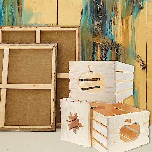 LEISURE ARTS Good Wood Wooden Crate with pumpkin cutout, wood crate unfinished, wood crates for display, wood crates for storage, wooden crates LEISURE ARTS