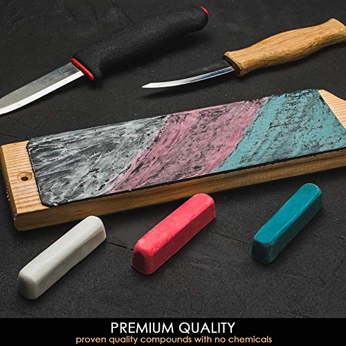 BeaverCraft Stropping Set of 3 Polishing Compound - Buffing Compound Leather Strop Sharpening Polishing Compound P03 BeaverCraft