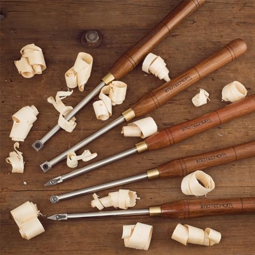 IMOTECHOM 5-Pieces Carbide Tipped Woodturning Tools Lathe Chisel Set with Stainless Steel Blade, Wooden Box IMOTECHOM