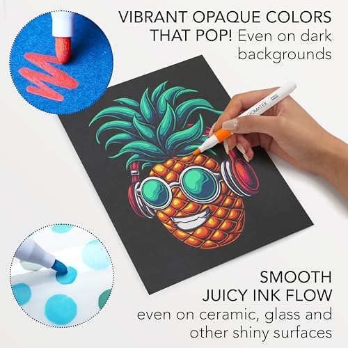 CHROMATEK Acrylic Paint Pens for Rock Painting, Ceramic, Glass, Wood. 48 Vibrant Opaque Colors. Medium Tip. Waterproof. Quick Drying. Never Fade. CHROMATEK