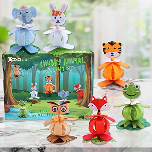 Coola Animal Craft Kit for Kids - Art and Craft DIY Early Educational Toys Suitable for Girls & Boys Pack 6 Include Frog Fox Elephant Rabbit owl Coola