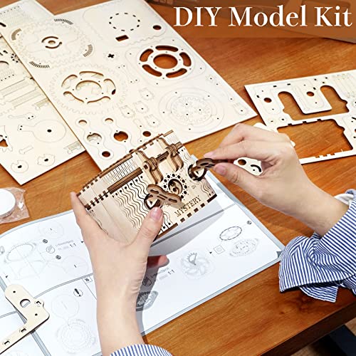 Rowood 3D Puzzles for Adults, Wooden Mechanical Gear Model Kits for Teens Kids Age 14+ - Treasure Box Rowood