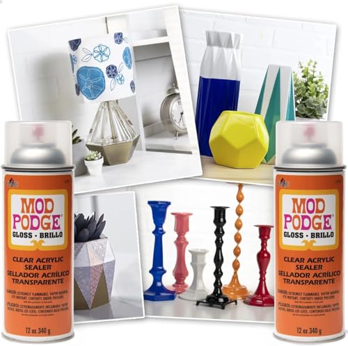 Mod Podge Spray Acrylic Sealer Glossy 2-Pack, Clear Coating Matte Paint Sealer Spray, Spray Can Sprayer Handle GRAS Art Bundles