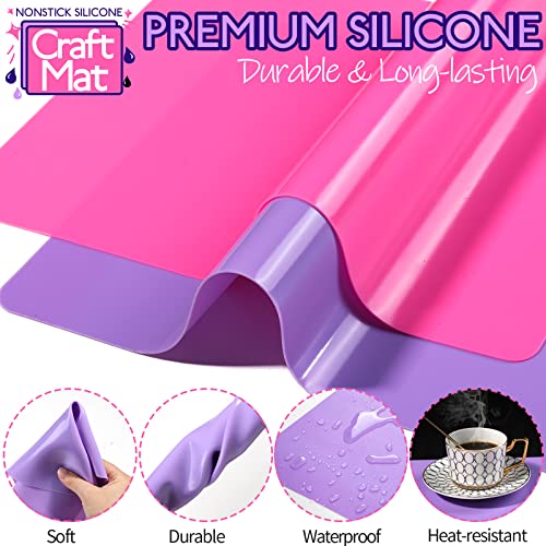 LEOBRO Silicone Mat, Silicone Mats for Crafts, 2pcs Silicone Mat for Jewelry Resin Molds, Silicone Mats for UV Resin, Resin Molds, DIY Art Crafts, LEOBRO