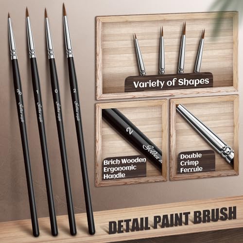 Drybrush Miniature Paint Brushes -10pcs Micro Detail Paint Brush Set,Small Fine Detail Brushes for Acrylics,Watercolors & Paint by Number, Citadel, golden maple