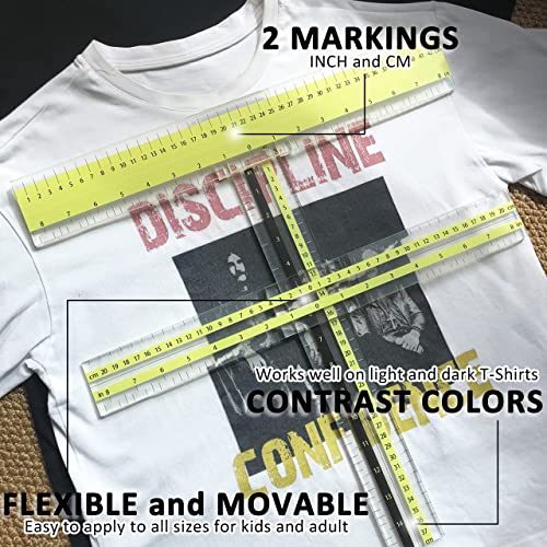 UPTTHOW T-Shirt Alignment Ruler Guide Tool to Center Designs Acrylic Transparent Movable T ruler Set for Heat Press Adult Kids Children Little Boys UPTTHOW