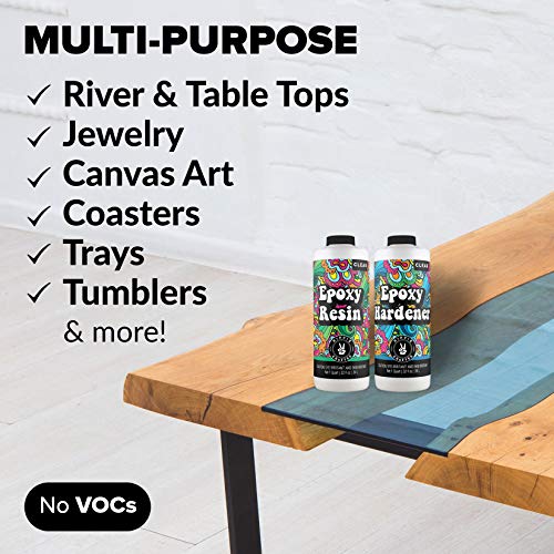 Crystal Clear Epoxy Resin 1/2 Gallon Kit 2 Part Epoxy Resin for Tumblers, Wood, Table Top, Countertop, Bar & Craft Art, Resin Molds Clear Casting HIPPIE CRAFTER