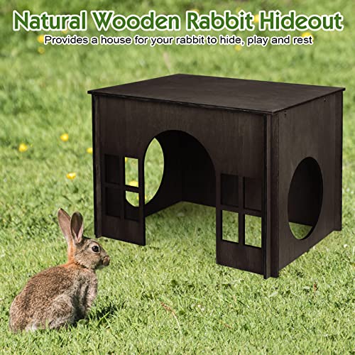Rabbit House Wooden, Rabbit Houses and Hideouts WHEARTED, Large Rabbit Hideout Bunny House with Multiple Windows for Indoor Adult Bunnies Guinea Pigs WHEARTED