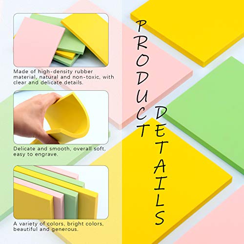 Swpeet 8Pcs Carving Rubber Tools, 6Pcs Scrapbooking Soft Rubber Stamp Carving Linoleum Blocks, 5 in 1 Linoleum Cutter Tools and Rubber Roller Brayer Swpeet