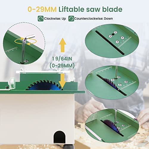 Huanyu Mini Table Saw Upgraded 300W 13000RPM Portable Precision Table Saws Set for DIY Crafts Woodworking 0-180 Angle Cutting Multifunctional 1.14IN Huanyu