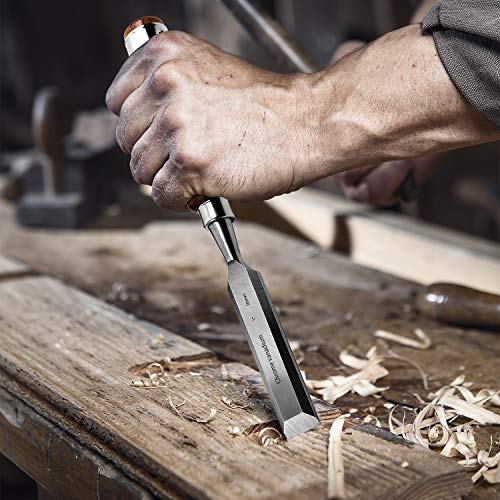 Libraton Woodworking Chisel Set, 4pcs Cr-V Wood Chisels Set, Professional Chisels with Leather Pouch for Carpenter, Christmas Gift for Man LIBRATON