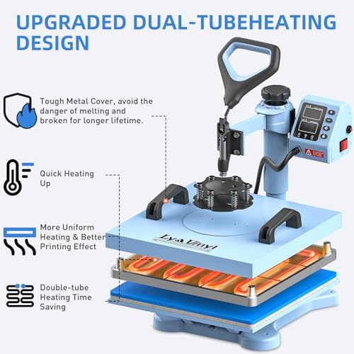 LYA Vinyl 15x15 Inch Heat Press Machine - 7 in 1 Heat Press 360-Degree Swing Away Digital Press Machine Multifunction Sublimation Combo Heat Transfer Lya Vinyl