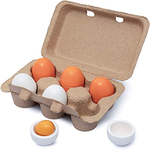 Sportsvoutdoors 6PCS Egg Kitchen Toys, Wooden Toy Food, Kids Play Food Cooking DIY Kitchen Pretend Play Food Set, Easter Eggs sportsvoutdoors