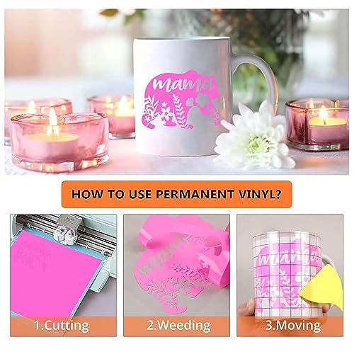 HTVRONT Matte Permanent Vinyl for Cricut - 14 Pack 12" X 12" Permanent Vinyl Bundle, Permanent Adhesive Vinyl for Craft Projects, Color Adhesive HTVRONT