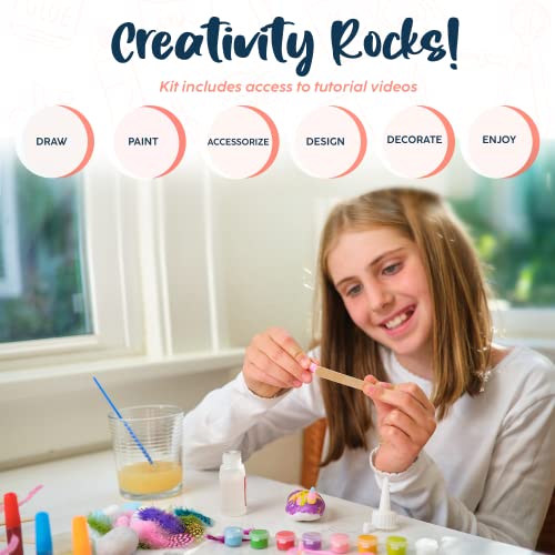 BRYTE 150+ Piece Deluxe Edition All-Inclusive Kids Rock Painting Kit | 10 Rocks, 8 Waterproof Paints, Glitter Glue & More | DIY Science Kit, STEM BRYTE