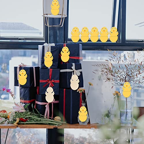 Egg Chicken Shape Wooden Easter Egg Cutouts Blank with Twines Wood Slices Ornaments for Christmas Birthday Party Happy Easter Spring Home Decor DIY Zontween