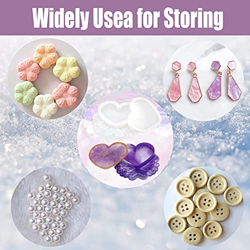 EuTengHao Resin Molds 43Pcs Silicone Molds for Resin, Epoxy Resin Crown Shape Mold Heart Shape Mold with Mica Powder for Storage Box Jewelry Trinket EuTengHao