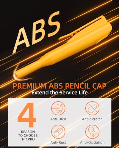 Nicpro 3 Pack Carpenter Pencil with Sharpener & Cap, Mechanical Carpenter Pencils with 39 Refills (Red, Black, Yellow), Deep Hole Marker Construction Nicpro