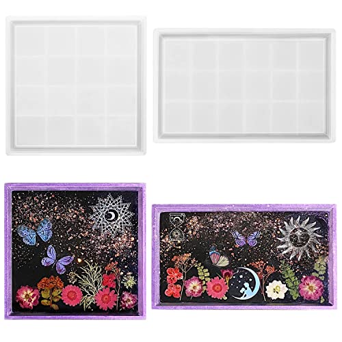 ResinWorld Shot Glass Serving Tray Mold + Rectangle Square Tray Mold for Resin ResinWorld