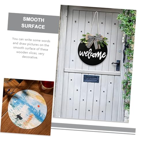 Kisangel 5pcs Wooden Blank Hanging Tag Wooden Craft Shapes Wood Panels Unfinished Door Sign Cutouts Wood Slices Wood Sign Blank Disc Xmas Wall Plaque Kisangel