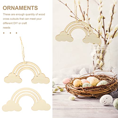 Unfinished Wooden Rainbow Cutouts: 20PCS Rainbow Wood DIY Craft Shapes Ornaments Blank Wood Slices Embellishments for Wedding Birthday Christmas EXCEART