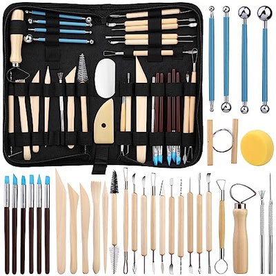 Clay Tools Kit, Pottery Tools, Polymer Clay Tools, Clay Sculpting Tools with Dotting Tools, Modeling Clay for Modeling, Smoothing, Cleaning, Carving,