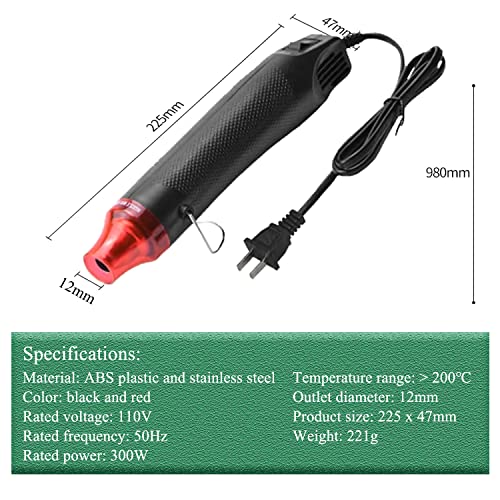 DIDODI Mini Heat Gun 300W Handheld Heat Gun Dual-Temperature 392℉ & 662℉ Hot Air Gun Electric Heating Tools for Removing Epoxy Cup Painting Resin Air DIDODI