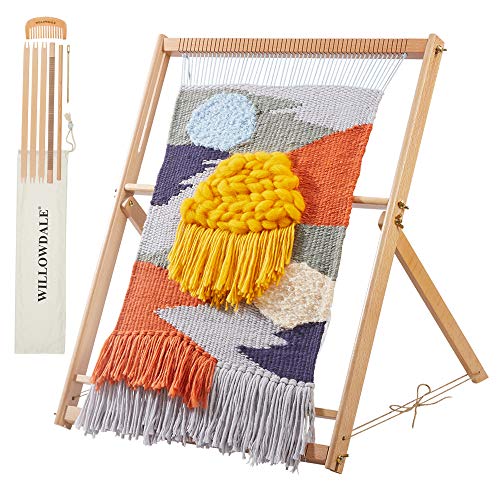 WILLOWDALE 25.2"H x 19.3"W Weaving Loom with Stand Wooden Multi-Craft Weaving Loom Arts & Crafts, Extra-Large Frame, Develops Creativity Weaving WILLOWDALE