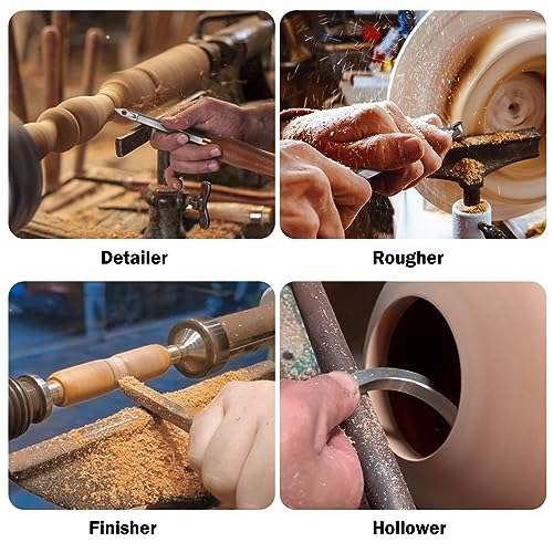 Carbide Woodturning Tool,4Pcs Carbide Tipped Wood Turning Tools Set,Solid Wood Handle and Carbide Inserts Perfect For Woodturning or Small to Weihnacht