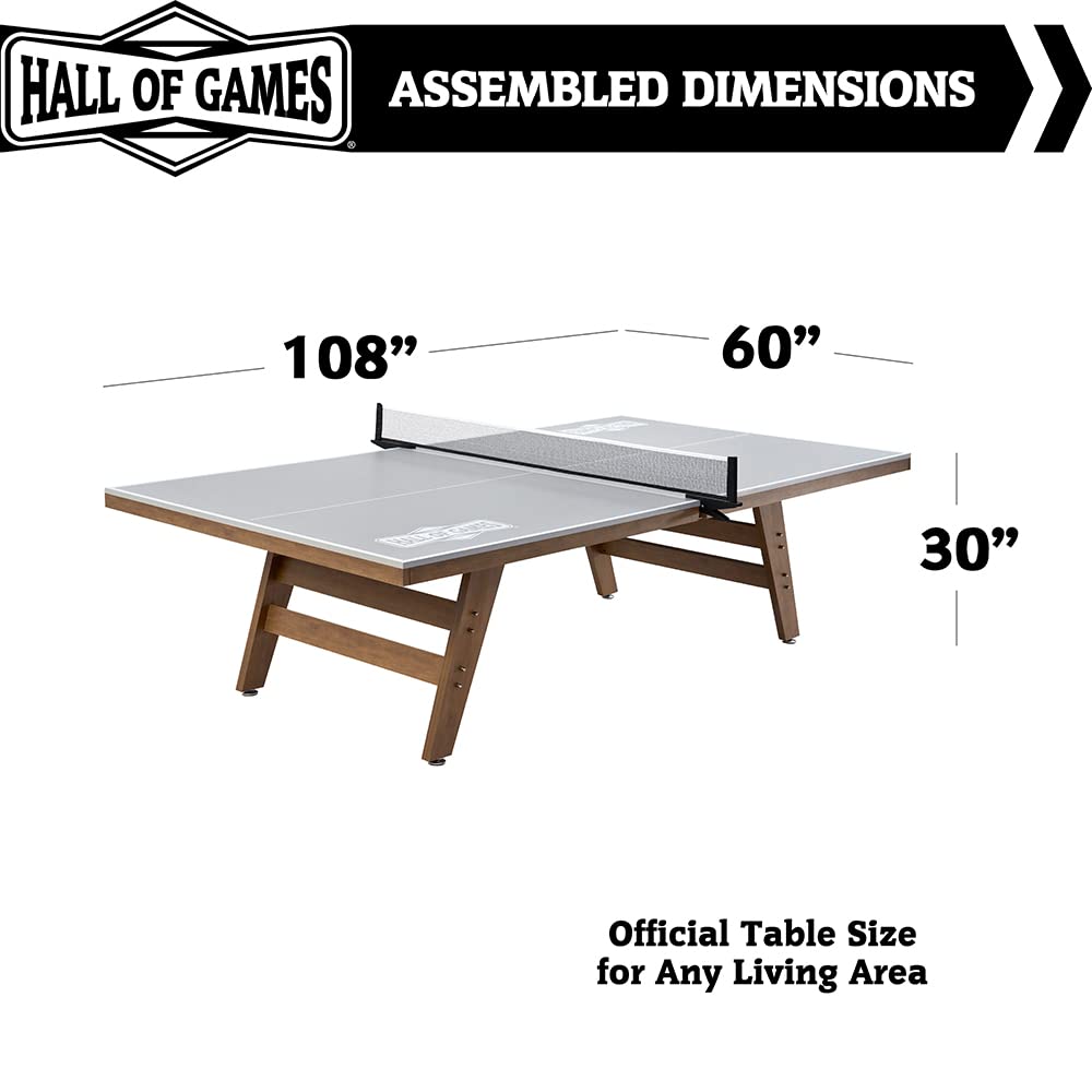 Hall of Games Indoor Table Tennis Table Regulation Size Tennis Table, with Clip-On Net, Easy Assembly, for Family Game Rooms Hall of Games