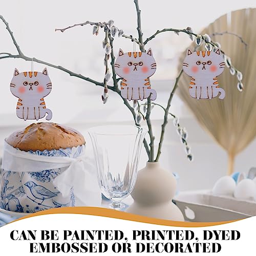 ibasenice 100pcs Wood Cat Cutouts Unfinished Wood Cat Shape Cutouts Blank Wood Cat Lover Pet Animal Door Hanger Wood Cat Ornament Slices for DIY ibasenice