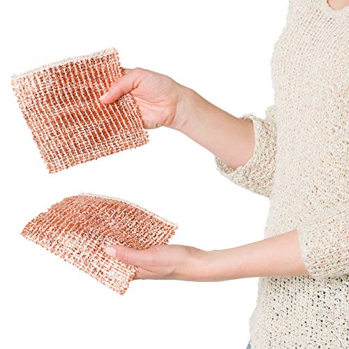 REDECKER 2-Ply Woven Copper Scrubbing Cloth - Durable and Non-Abrasive Scrubber, Machine Washable, Alternative to Chore Boy Copper Scrubber, Copper REDECKER