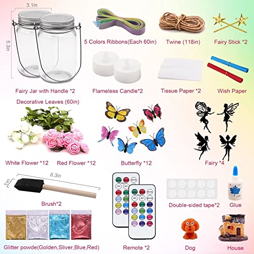 Alritz Fairy Lantern Craft Kit - Gift for Kids Girls - Remote Control Mason Jar Night Light - DIY Garden Halloween Decorations Art Project, Creative Alritz