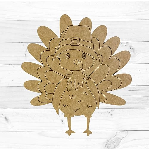 Thanksgiving Turkey, Fall Shapes, Unfinished Wood Cutout, Paint by Line Build-A-Cross