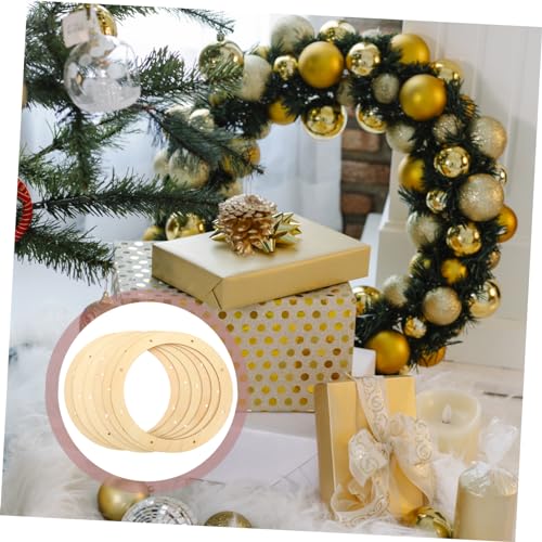 COHEALI 6pcs Wooden Punched Blank DIY Wreath Wooden Frame Holiday Decoration Hanging Base () 10pcs Wood Ring Wreath Boards Wooden Floral Hoops Craft COHEALI