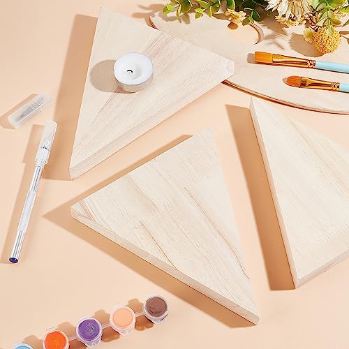 OLYCRAFT 3Pcs Unfinished Wooden Triangle Shaped Blocks Triangle Wooden Tray Plates Blank Wooden Cutouts Unpainted Wood Triangle Slices for Home OLYCRAFT