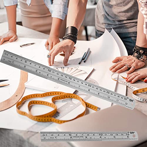 YouOKLight Metal Ruler Set,6 inch Ruler and 12 inch Ruler. Ruler Inches and Centimeters,Metric Ruler 12 Inches,Metal Ruler 12 inch,Drawing YouOKLight