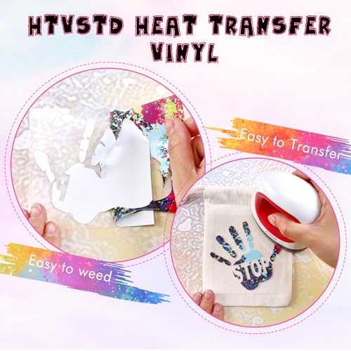 HTVSTD Splatter HTV Heat Transfer Vinyl -16 Sheets 12x10inches Paint Splatter Heat Transfer Vinyl Splash HTV Iron on Vinyl for Fabrics Patterned HTV HTVSTD