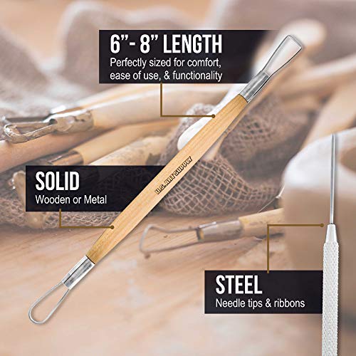 US Art Supply 12-Piece Pottery and Clay and Sculpting Tools Set with Canvas Zippered Case US Art Supply