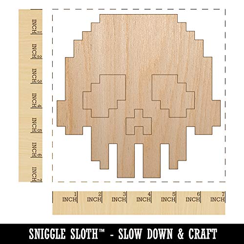 Pixel Digital Skull Unfinished Wood Shape Piece Cutout for DIY Craft Projects - 1/4 Inch Thick - 6.25 Inch Size Sniggle Sloth