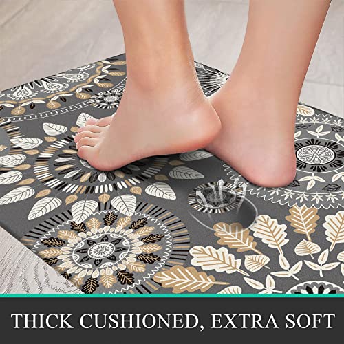 Pauwer Boho Kitchen Rugs Set of 2 Anti Fatigue Mats for Kitchen Floor Cushioned Kitchen Rugs and Mats Non Skid Waterproof Kitchen Runner Comfort Pauwer