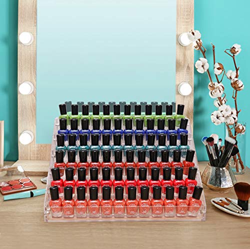 BTremary Clear Nail Polish Paint Organizer Holder Rack Shelf 6 Tier Acrylic Tattoo Ink Essential Oil Display Stand Holds Up to 56-96 Bottles. BTremary