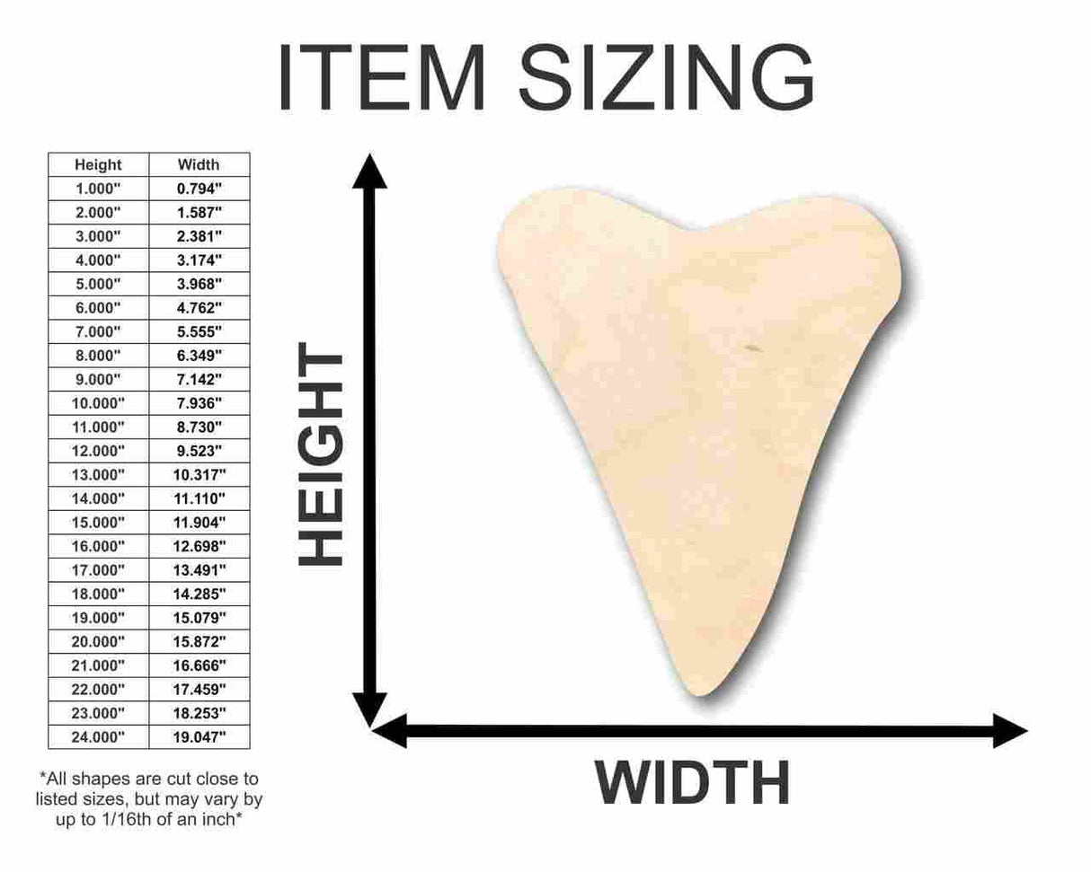 Unfinished Wood Shark Tooth Shape - Ocean - Beach - Nursery - Craft - up to 24" DIY 7" / 1/4" 24 Hour Crafts