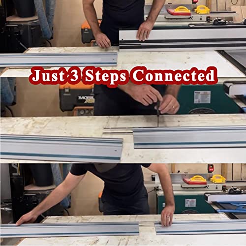 Guide Rail Connector Set P-20177 for Makita Track Saw Long Cuts, Also Compatible with Festool, Fit for DeWalt in Integrated Guide Rail T-Slots for WOUILNIA