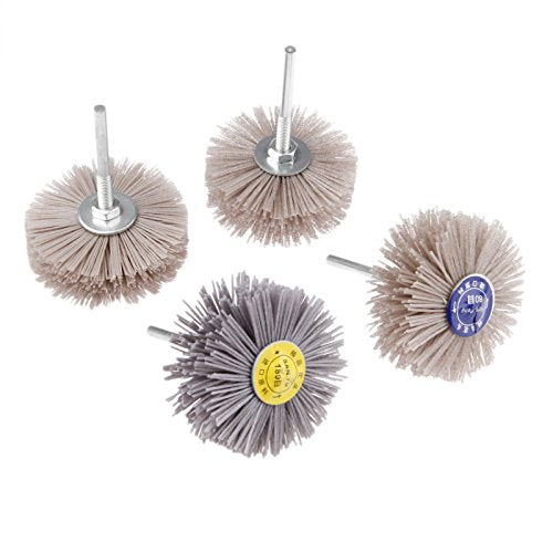 Mtsooning 4PCS Nylon Wheel Brush, Polish Grinder Brush 80, 120, 180, 240 Grit, Abrasive Grinding Head with Threaded Shank for Removing of Corrosion Mtsooning