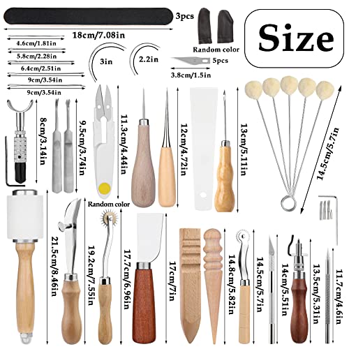 Leather Craft Tools, 60 Pieces Leather Working Tools and Supplies with Storage Bag Cutting Mat Prong Punch Groover Edge Creaser Stamping Carving BAGERLA