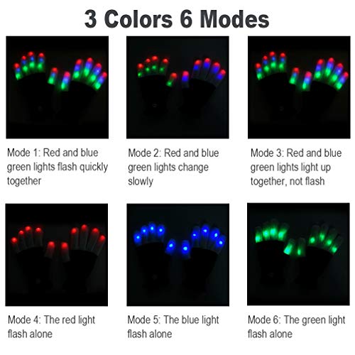 Luwint Children LED Finger Light Up Gloves - Glow Flashing Cool Fun Toys for Kids, Boy Girl 7-12 Years Luwint