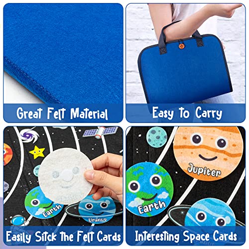 WATINC 25Pcs Outer Space Travel Felt-Board Story Set Portable Felt Board Solar System Universe Storytelling Planets Astronaut Galaxy Themed Preschool WATINC